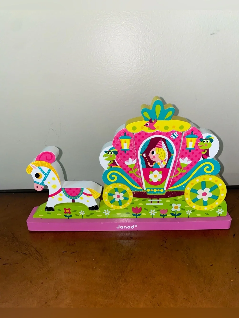 Pink & Green Princess Carriage Wooden Toy